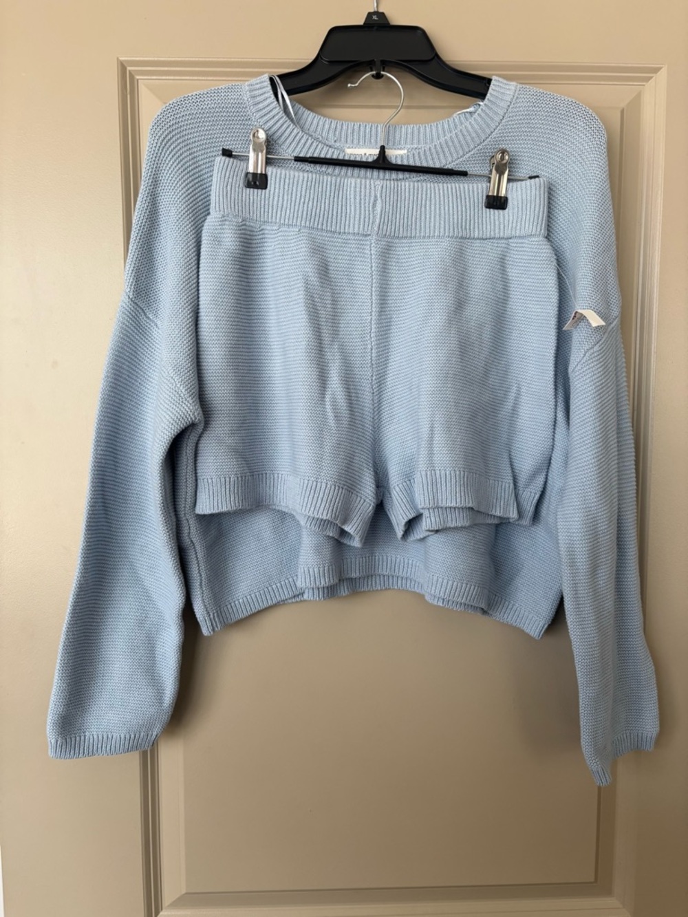 moon & madison Light Blue Knit Crewneck Sweater with Matching Shorts